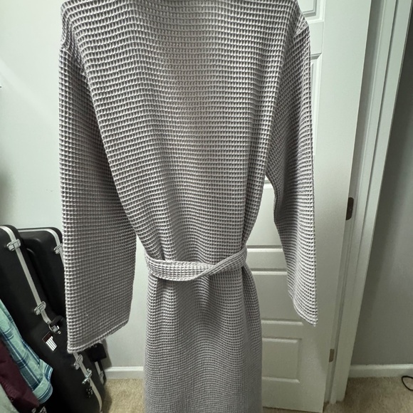 Quince Men's Robe Large Gray Waffle Pattern - Picture 4 of 4